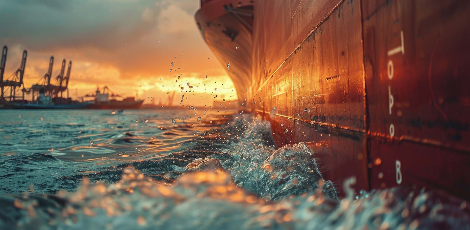 Container ship at sea